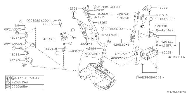1998 Subaru Forester Bracket Diagram for 42026FC080