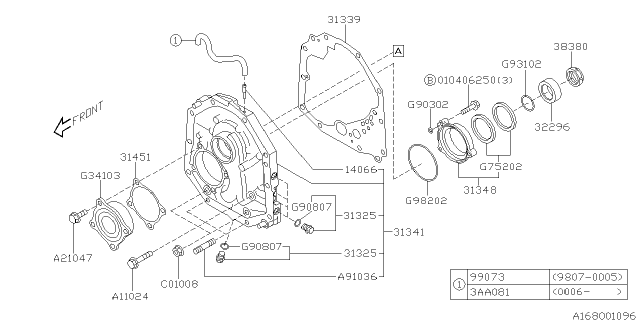 2001 Subaru Forester Collar Drive PINION Diagram for 32296AA050