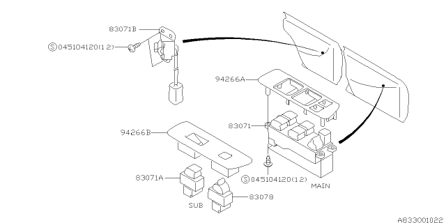 2002 Subaru Forester Panel-Power Window Sub Switch Diagram for 83082FC120DC