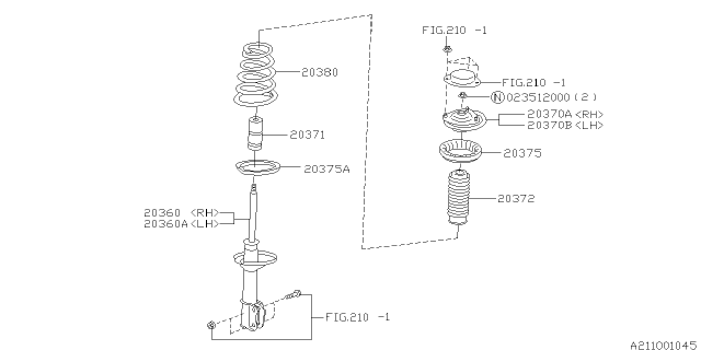 1998 Subaru Forester Rear Coil Spring Diagram for 20380FC120