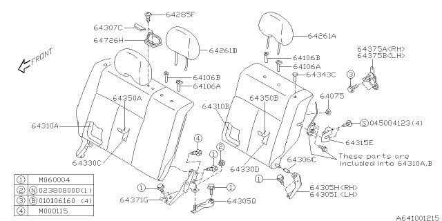 2002 Subaru Forester Rear Seat Back Rest Cover Complete, Left Diagram for 64350FC930GC