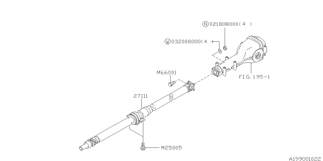 1999 Subaru Forester Universal Joint / U-Joint Diagram for 27031FC001