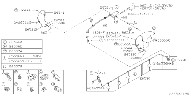 1998 Subaru Forester Brake Hose Rear RH Diagram for 26550FC030