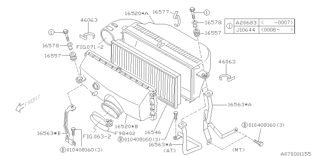 2002 Subaru Forester Air Cleaner & Element Diagram