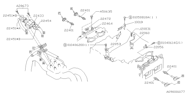 1999 Subaru Forester Spark Plug & High Tension Cord Diagram 2