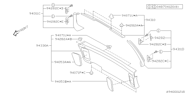 2002 Subaru Forester Trim Panel Rear Gate Upper Diagram for 94013FC000ND