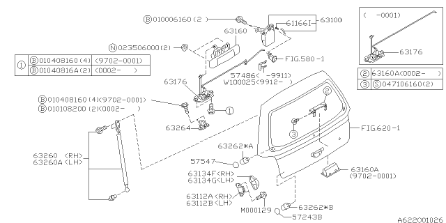 2002 Subaru Forester Holder Rod Diagram for 62158TA160