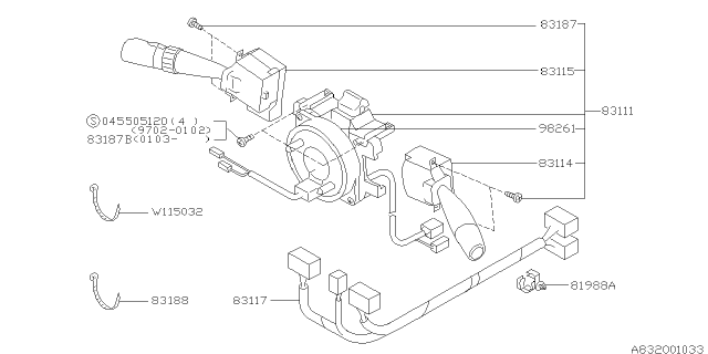 2000 Subaru Forester WIPER Washer Switch Diagram for 83119FC070