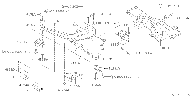 2002 Subaru Forester Dynamic DAMPER Diagram for 41322FC010