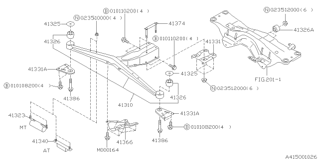 1999 Subaru Forester Mass DAMPER Differential Diagram for 41340FC000