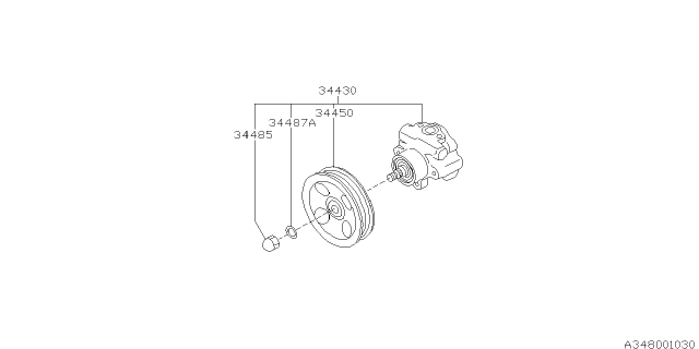2000 Subaru Forester Power Steering PULLEY Diagram for 34414AC000