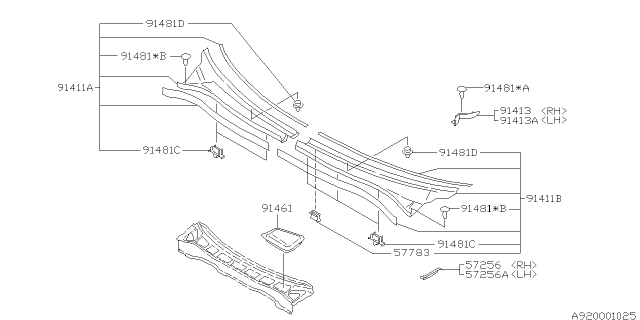 1999 Subaru Forester Cowl Panel Diagram