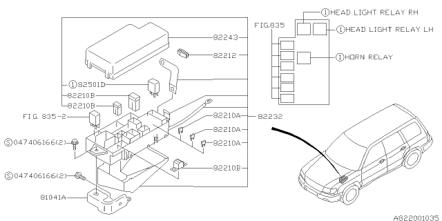 1998 Subaru Forester Main Fuse Box Assembly Diagram for 82231FC000