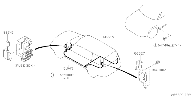 2001 Subaru Forester Radio Amplifier Assembly Diagram for 86326FC020