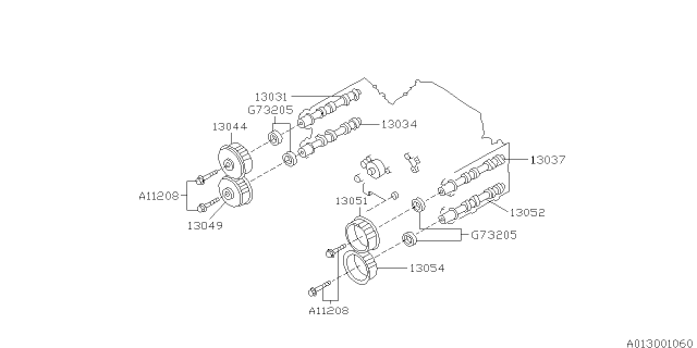 1998 Subaru Forester SPROCKET Complete CAMSHAFT Diagram for 13054AA020