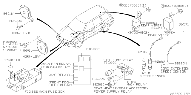 1998 Subaru Forester Low Horn Diagram for 86012FC000