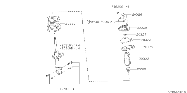 1999 Subaru Forester STRUT Complete Front RH D22 Diagram for 20310FC020