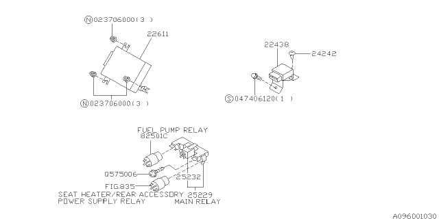 1999 Subaru Forester Relay & Sensor - Engine Diagram