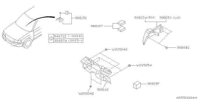 2001 Subaru Forester INSULATOR Toe Board Diagram for 90815FC170