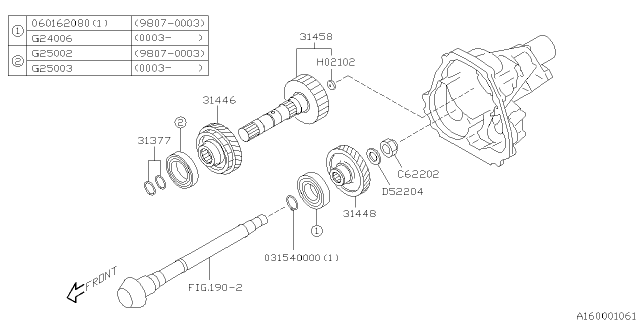 2001 Subaru Forester PT120304 Gear Reduction D Diagram for 31446AA340
