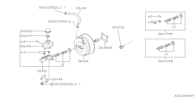 2002 Subaru Forester Brake System - Master Cylinder Diagram