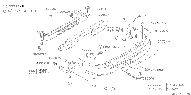 1998 Subaru Forester Rear Bumper Diagram