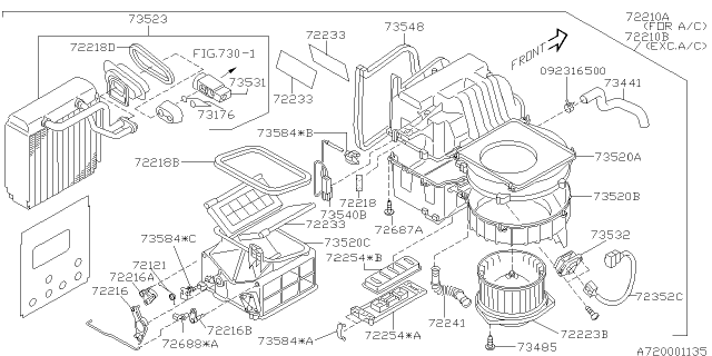 2001 Subaru Forester Lever A Diagram for 72214FC060