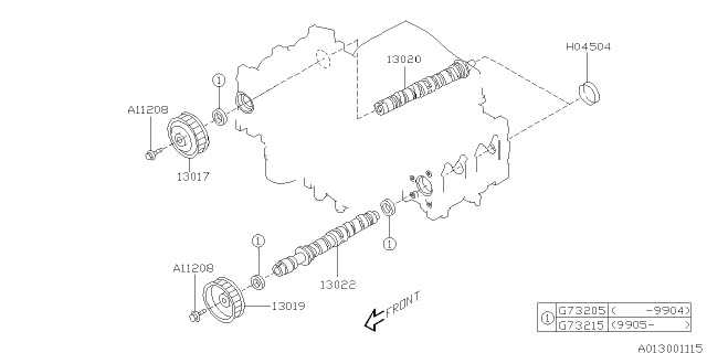 1998 Subaru Forester Camshaft & Timing Belt Diagram 2