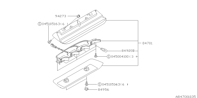 1999 Subaru Forester High Mount Lamp Assembly Diagram for 84701FC030GA