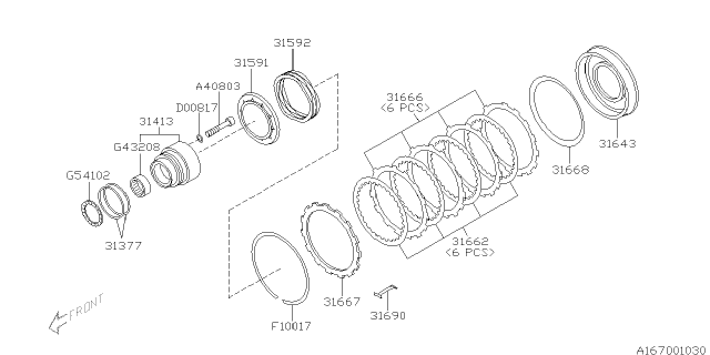 1999 Subaru Forester Race Complete One Way Inner Diagram for 31413AA050