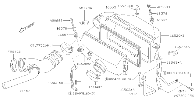 1999 Subaru Forester Air Intake Boot Diagram for 14457AA260