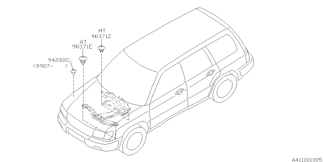 2001 Subaru Forester Protector - Mounting Diagram