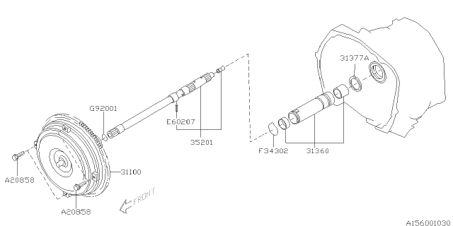 1998 Subaru Forester Torque Converter Assembly Diagram for 31100AA652