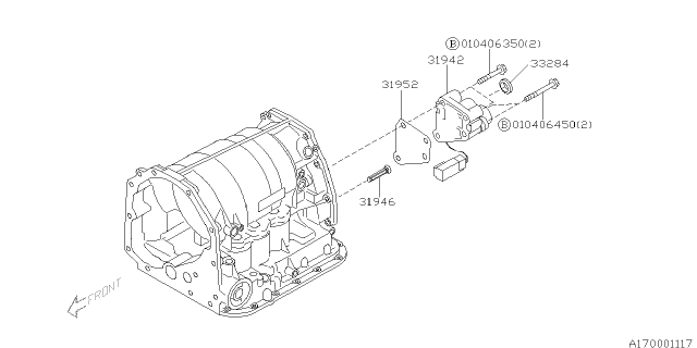 2002 Subaru Forester Automatic Transmission Transfer & Extension Diagram 2