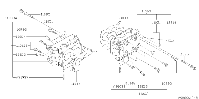 Cylinder Head Assembly Diagram for 11039AB123
