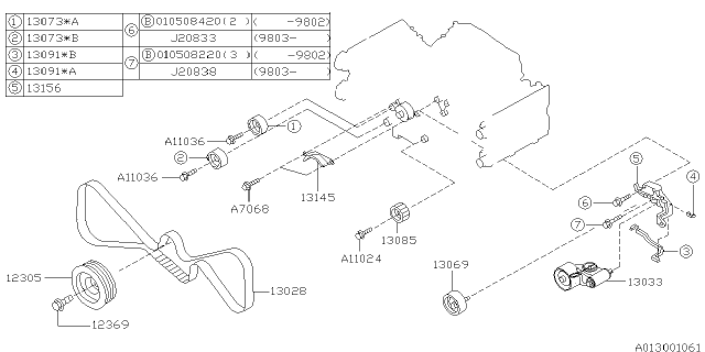 1998 Subaru Forester Camshaft & Timing Belt Diagram 3