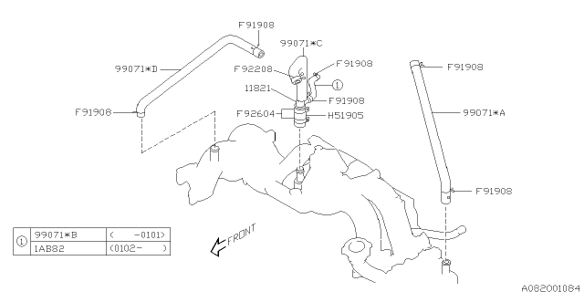 2001 Subaru Forester Vacuum Hose Diagram for 99071AA880