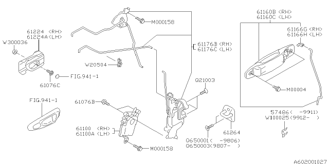 2000 Subaru Forester Remote Assembly Door LH Diagram for 62510AC010DC