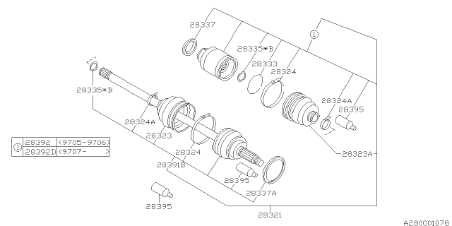 1998 Subaru Forester Inner Cv Joint Diagram for 28093AC010