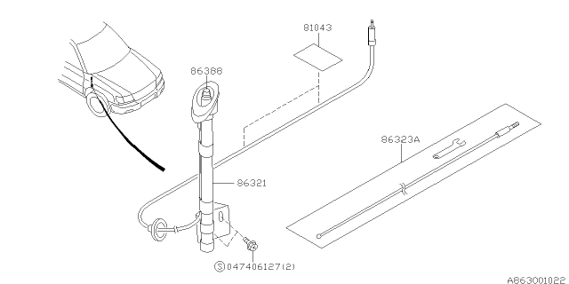 1998 Subaru Forester Audio Parts - Antenna Diagram 2