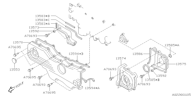 1998 Subaru Forester Timing Belt Cover Diagram 1