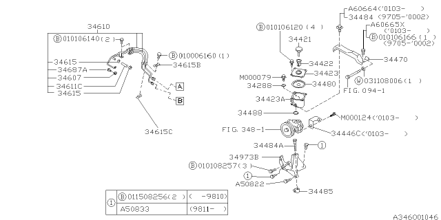 2002 Subaru Forester Belt Cover Assembly Diagram for 34423AA014