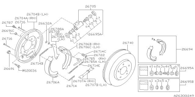 2002 Subaru Forester Wheel Cylinder Rear Brake Diagram for 26256AA011