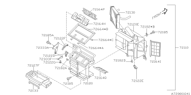 1998 Subaru Forester Heater Unit Diagram for 72110FC050