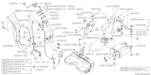 2001 Subaru Forester Filler Ring Diagram for 42056AA010