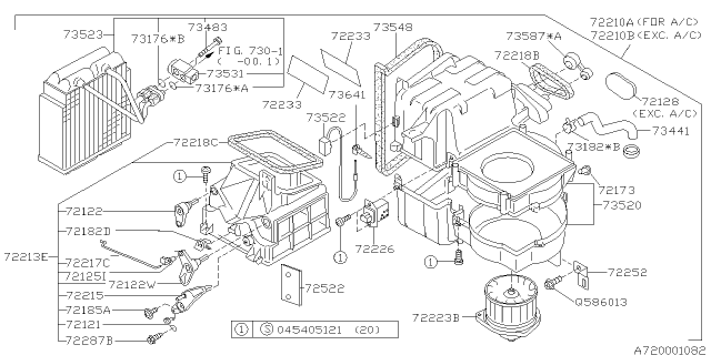 1999 Subaru Forester EVAPORATOR Assembly Diagram for 73523FC014