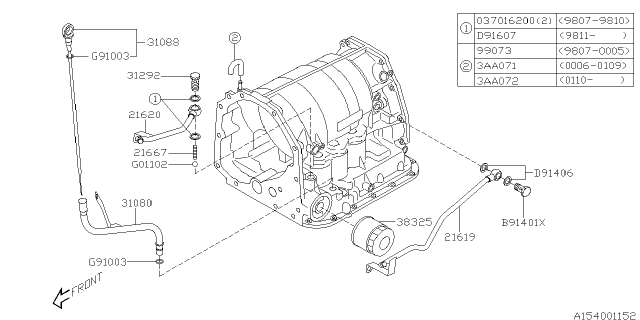 1998 Subaru Forester Automatic Transmission Case Diagram 2