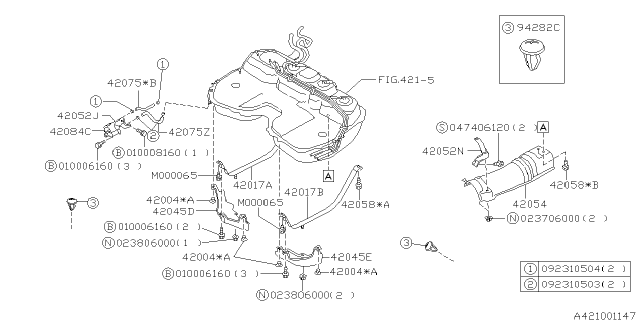 2001 Subaru Forester Exhaust Cover Bracket Diagram for 42134FC000