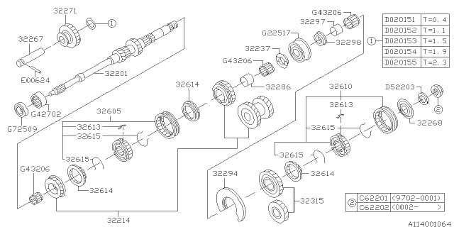1999 Subaru Forester Main Shaft Diagram 1