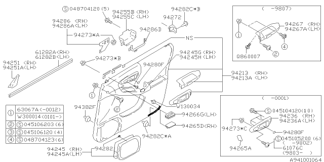 1998 Subaru Forester Cover Remote Front Door RH Diagram for 94226FC020DC